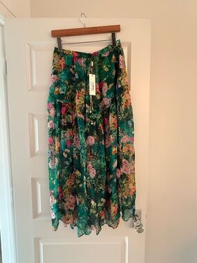 Green Floral Maxi Skirt - Unbranded